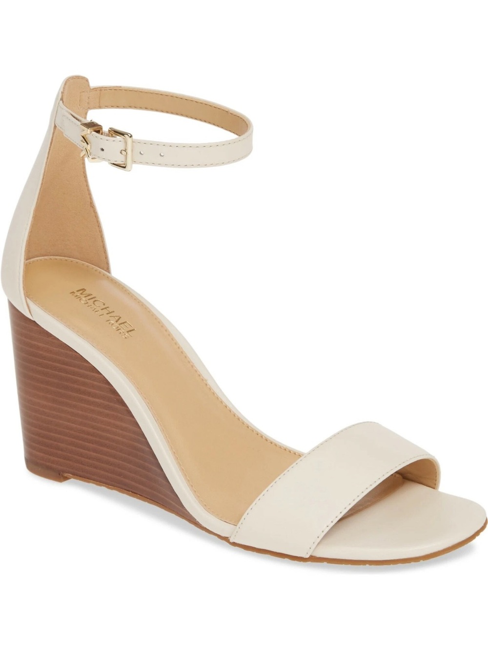 MICHAEL Michael Kors Fiona Wedge Dress Sandal in Cream Color